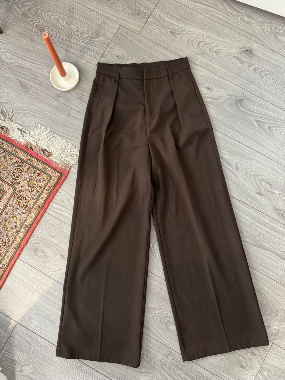 High-Waist Wide-Leg Women's Trousers - Brown - Picture 2 of 6